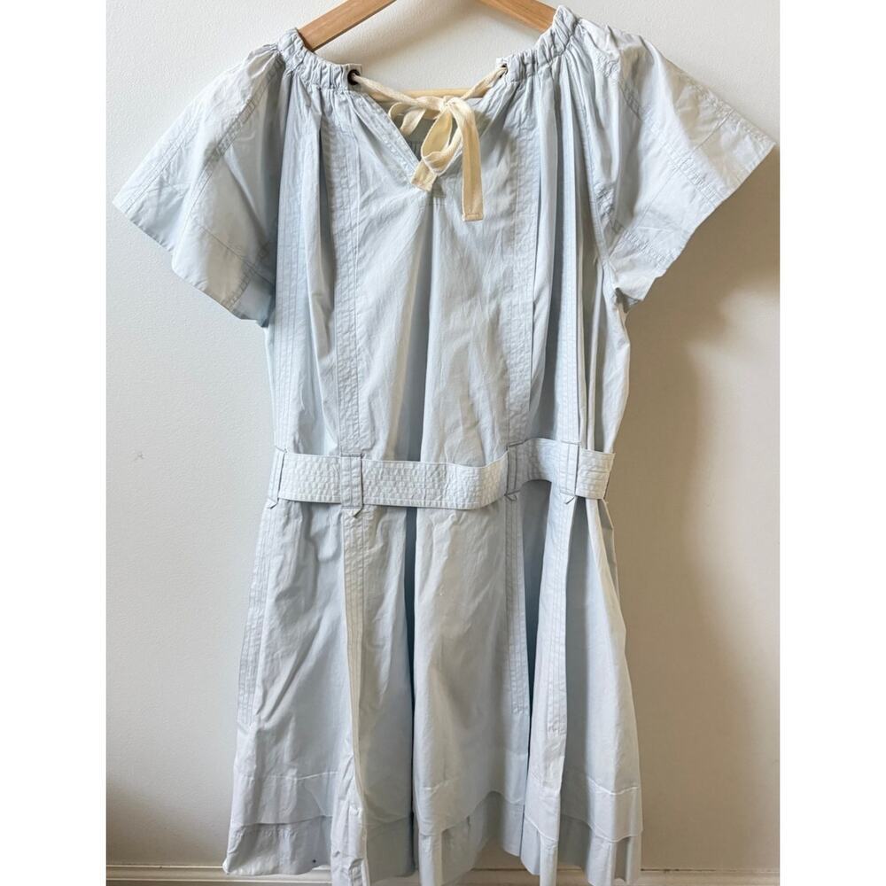 ULLA JOHNSON Mae Mini Dress Sea Glass Poplin Babydoll pleated women's size 4 - Picture 7 of 8